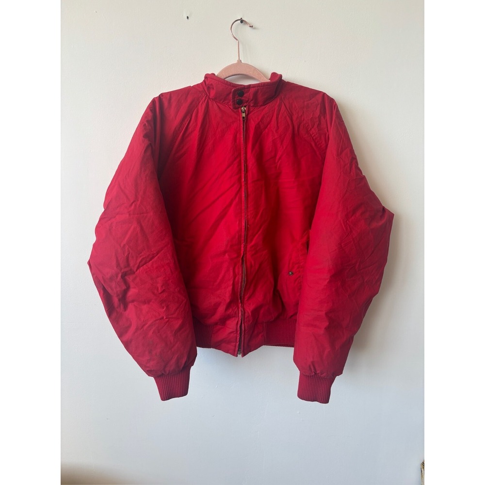 Vintage 90s Polo Ralph Lauren Cowboy Red Cropped Goose Down Puffer Jacket Large